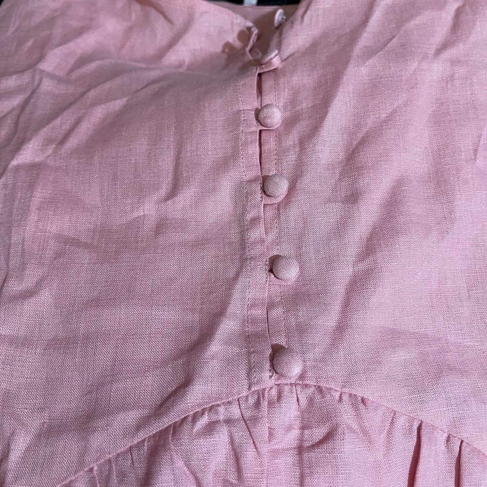 Harshman Anthropologie Brand DREW POPOVER Soft Pink LINEN Blouse size small - Picture 10 of 12